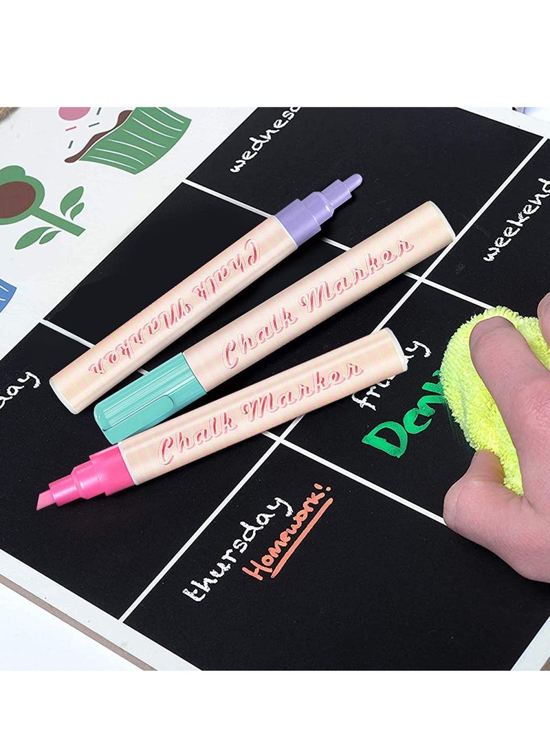 SOLARAE Chalk Markers for Blackboard Signs 8 Colour Pastel Chalk Pens for Chalkboard Erasable 6mm Chalk Markers for Display Windows Glass Bistro Mirror Craft Kids Painting Drawing Gifts for Artists - Image 3