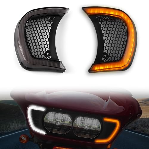 LUXEMOTO LED Headlight Vent Turn Signal for Road Glide, LED Fairing Vent Accent Lamp Indicator Side Lights for Harley Road Glide FLTRX Special FLTRXS CVO Ultra FLTRX 2015-2024 Accessories (Smoked Lens) - Image 1