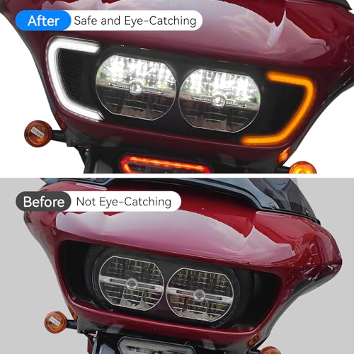 LUXEMOTO LED Headlight Vent Turn Signal for Road Glide, LED Fairing Vent Accent Lamp Indicator Side Lights for Harley Road Glide FLTRX Special FLTRXS CVO Ultra FLTRX 2015-2024 Accessories (Smoked Lens) - Image 3