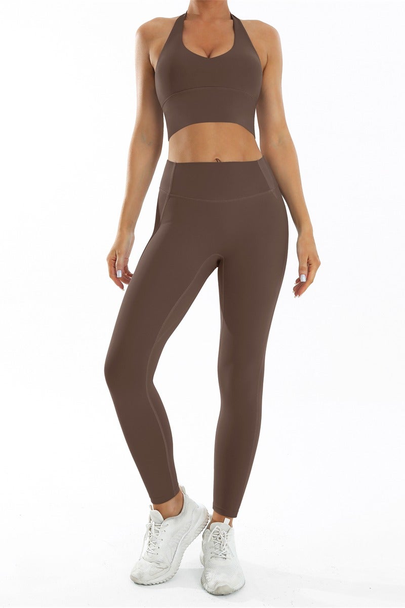 عام اليوغا مجموعة للنساء الصالة الرياضية طماق الرسن الرياضة حمالات الصدر 2 قطعة الصالة الرياضية وتتسابق تجريب دعوى رياضية - Image 1