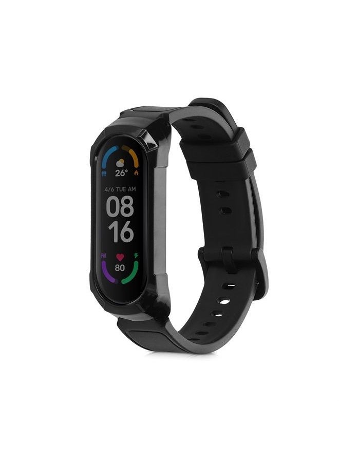 kwmobile Watch Band Compatible with Xiaomi Mi Band 6 / Band 5 / Band 4 - Strap Replacement Silicone Band - Black  - Image 1