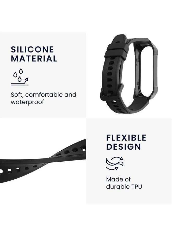 kwmobile Watch Band Compatible with Xiaomi Mi Band 6 / Band 5 / Band 4 - Strap Replacement Silicone Band - Black  - Image 3