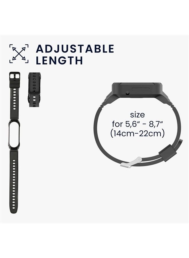kwmobile Watch Band Compatible with Xiaomi Mi Band 6 / Band 5 / Band 4 - Strap Replacement Silicone Band - Black  - Image 5