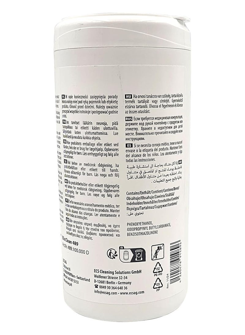 ECS ECS Elix Clean Screen And Universal Cleaning Wipes, surfaces, keyboards, telephone, copier, mouse, printer, mobile phone moist No fleece  - Image 2