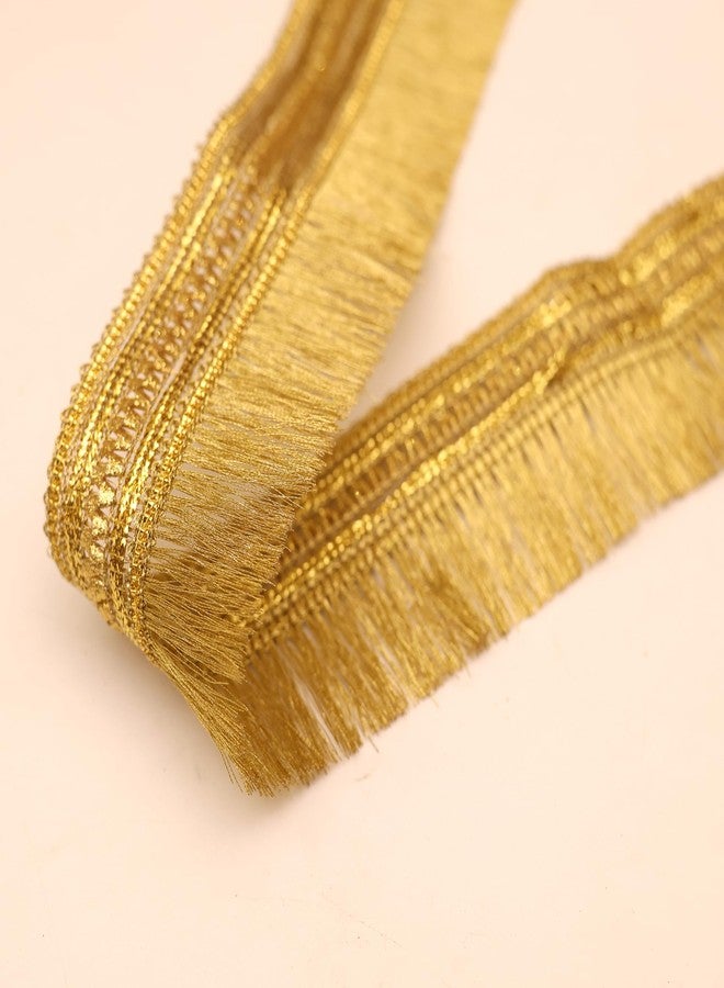 EmbroideryMaterial 4.5 CM Width Fringe/Latkan/Kiran Patti Lace for Saree Border, Dress Designing, Blouse, Kurti, Dupatta, Embroidery, DIY & Craft (Gold, 18M/Roll) - Image 4