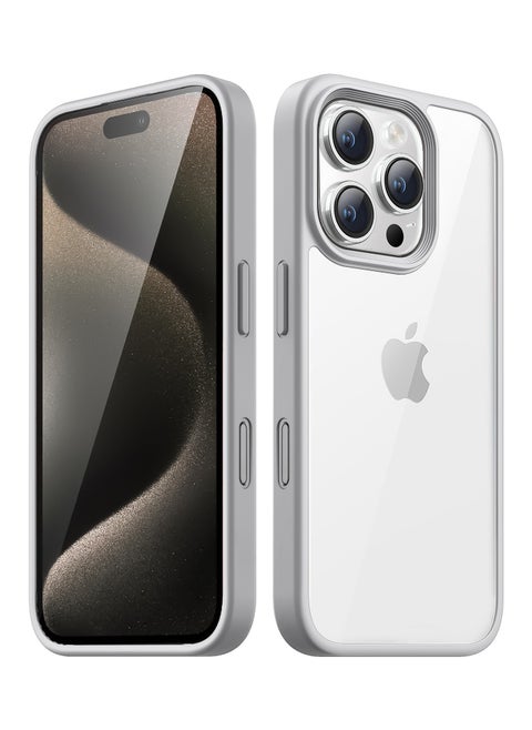 Case for iPhone 16 Pro Max 6.9-Inch, Shockproof Phone Bumper Cover, Solid Color Matte TPU Frame, Anti-Scratch Clear Back (Titanium)