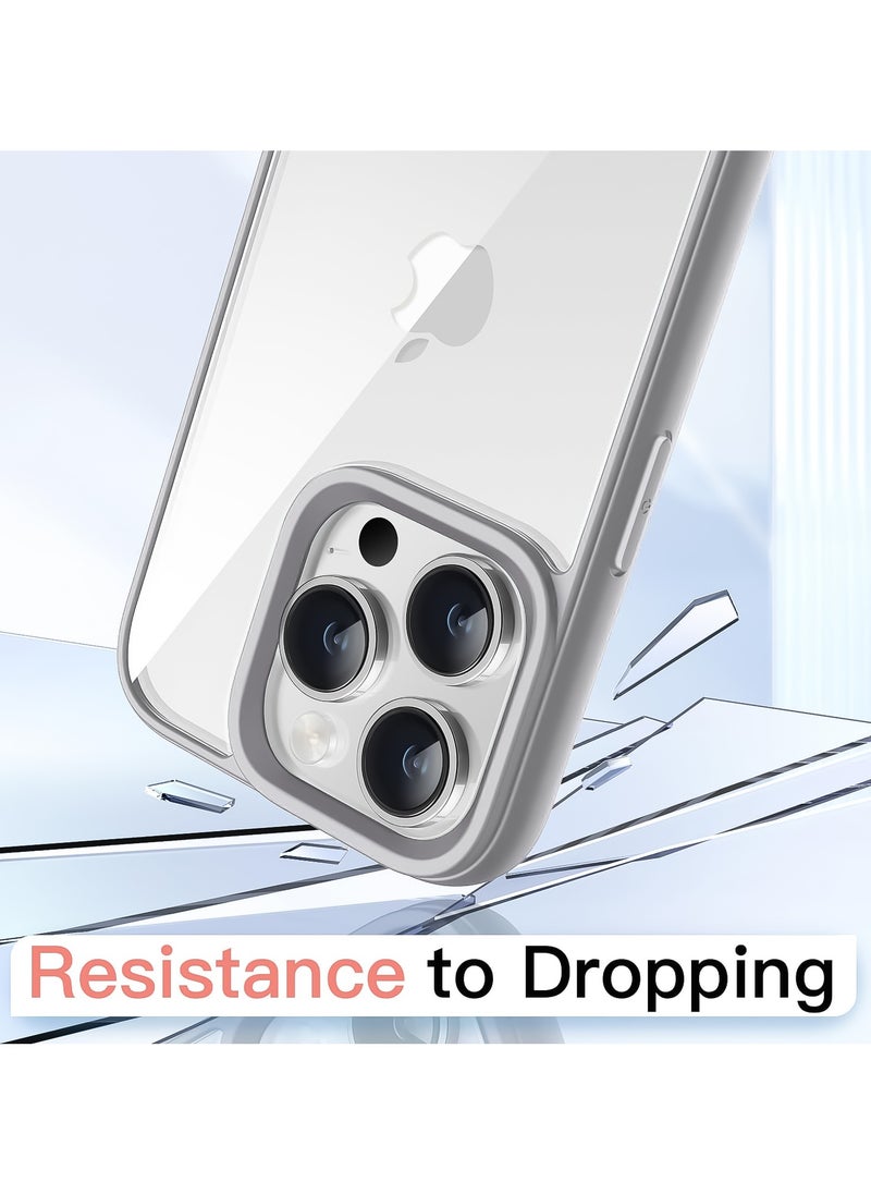 Generic - Case for iPhone 16 Pro Max 6.9-Inch, Shockproof Phone Bumper Cover, Solid Color Matte TPU Frame, Anti-Scratch Clear Back (Titanium) - Image 1