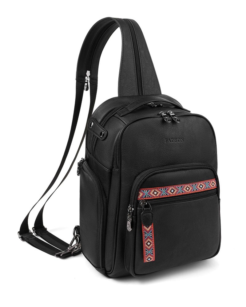 FADEON Large Sling Bag for Women, Designer Leather Crossbody Purse Convertible Sling Backpack, Anti Theft Daypack for Travel - Image 1