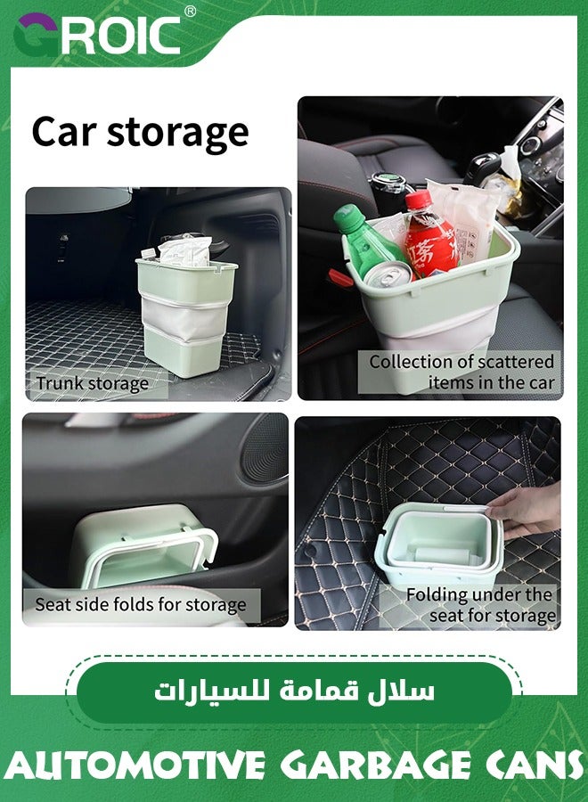 GROIC Green Car Trash Can with Lid, Mini Auto Garbage Can Leakproof Vehicle Trash Bin Fits Cup Holder in Console or Door for Automotive Car, Home, Office, Kitchen, Dinning Room - Image 4