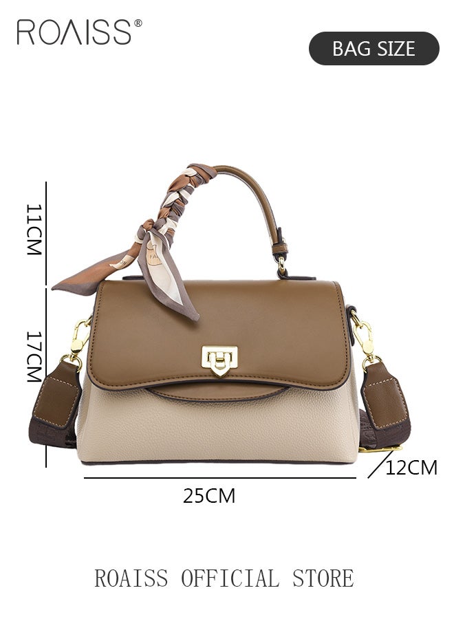 حقيبة يد فاخرة ذات نسيج مميز للنساء، حقائب كتف راقية وأنيقة مزينة بوشاح حريري وحقيبة هدية، هدايا للأم والزوجة والعروس، مناسبة للترفيه وهدية عيد الميلاد أو شهر رمضان