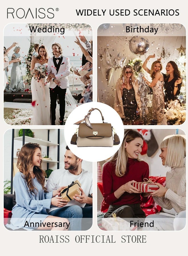 حقيبة يد فاخرة ذات نسيج مميز للنساء، حقائب كتف راقية وأنيقة مزينة بوشاح حريري وحقيبة هدية، هدايا للأم والزوجة والعروس، مناسبة للترفيه وهدية عيد الميلاد أو شهر رمضان