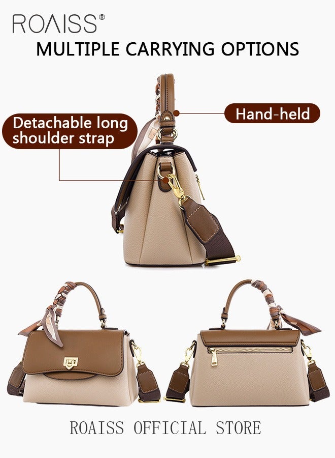 حقيبة يد فاخرة ذات نسيج مميز للنساء، حقائب كتف راقية وأنيقة مزينة بوشاح حريري وحقيبة هدية، هدايا للأم والزوجة والعروس، مناسبة للترفيه وهدية عيد الميلاد أو شهر رمضان