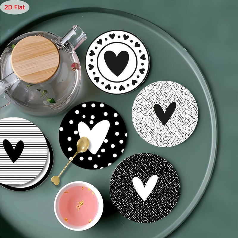 Set Of 6 Heart Shaped Wooden Coasters Heat Resistant Model A3166 - Image 2