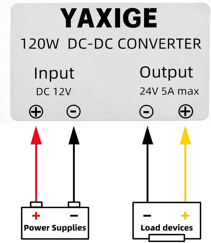 YAXIGE محول من DC 12V إلى 24V بقدرة 5A وطاقة 120W، محول تنظيم الجهد للرفع، مناسب لعربات الجولف وغيرها من المركبات - Image 2
