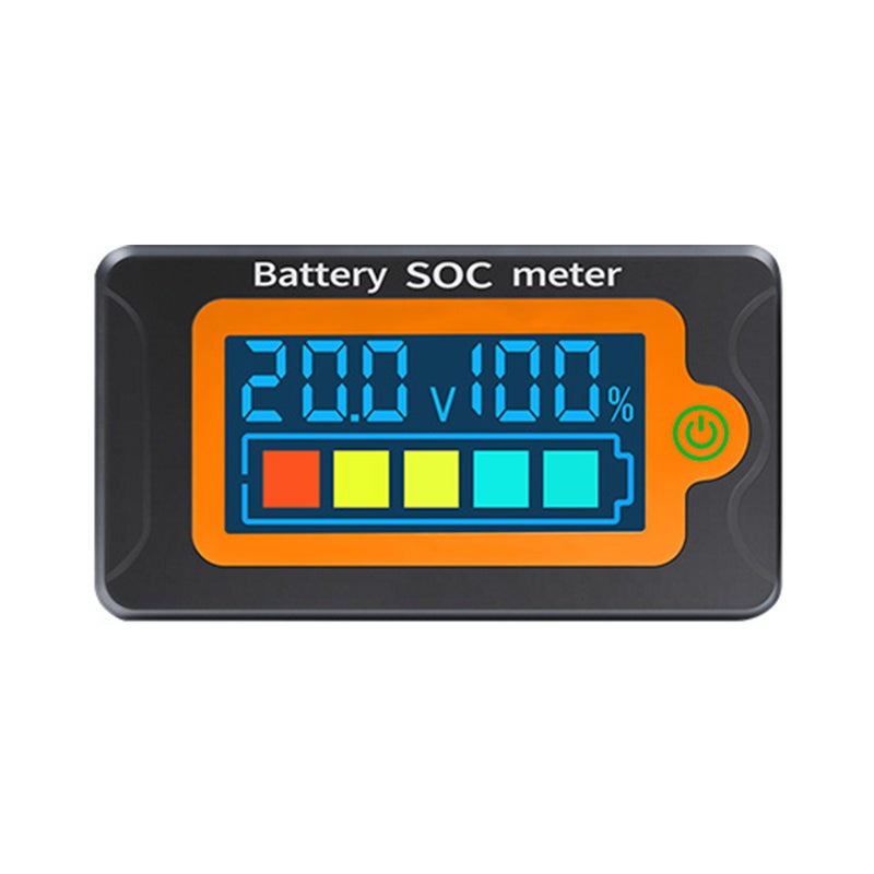 مقياس الجهد: شاشة LCD برتقالية - مقياس حالات الشحن (SOC) للبطارية بدقة ±1% لمراقبة بطاريات الليثيوم من 8-100 فولت تيار مستمر - Image 1