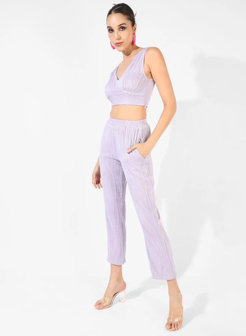PINACOLADA Women's Lilac Textured Co-Ord Set