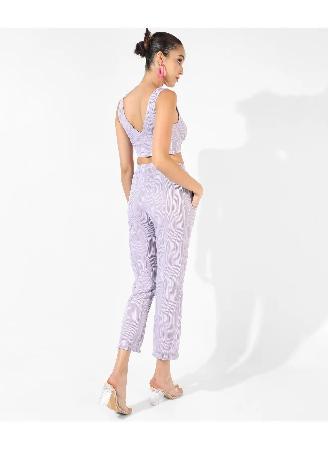 QISSA Women's Lilac Textured Co-Ord Set