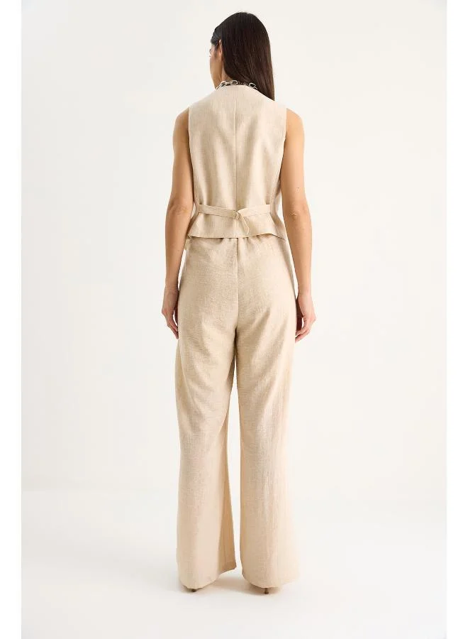 جينجر Button Up Relaxed Fit Vest & Pant Coord Set