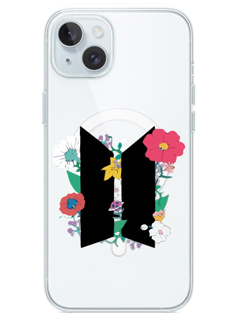Theodor Magnetic Case for iPhone 15 6.1-inch Compatible with MagSafe Wireless Charging, Shockproof Phone Bumper Cover BTS floral B - Image 1