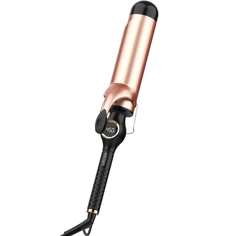 WEEYUM Large Curling Iron 2 Inch, Ceramic Long Barrel Hair Curling Wand, Hair Styling Tool, Dual Voltage, LCD Display, Black - Image 1