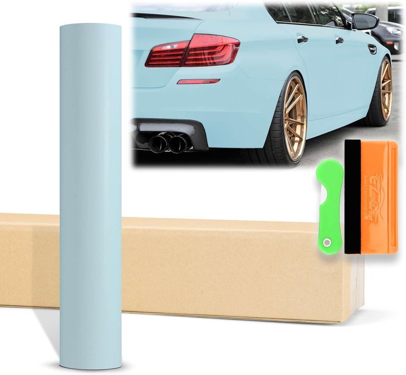 EZAUTO WRAP 12"x60" (1FTx5FT) Frozzen Blue Ultra Matte Flat Vinyl Wrap Auto Car Sticker Decal Film Sheet Bubble Free Air Release Technology with Tool Kit - Image 1