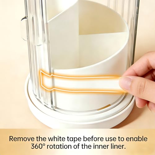 Banafich 3-Slot Rotating Toothbrush Holders with Lid, Enclosed Toothbrush Holders for Bathrooms, Countertop Plastic Toothpaste Holder with Cover, Makeup Brush Holder for Vanity, Utensil Storage(White) - Image 4