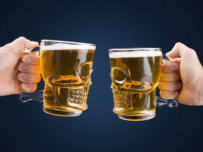 DEVKUVAR Crystal Heavy Glass Skull Beer Mug Crystal Clear Skull Design Mug 500ml 2 Pcs  - Image 1
