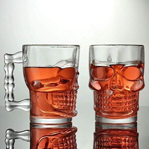 DEVKUVAR Crystal Heavy Glass Skull Beer Mug Crystal Clear Skull Design Mug 500ml 2 Pcs  - Image 3