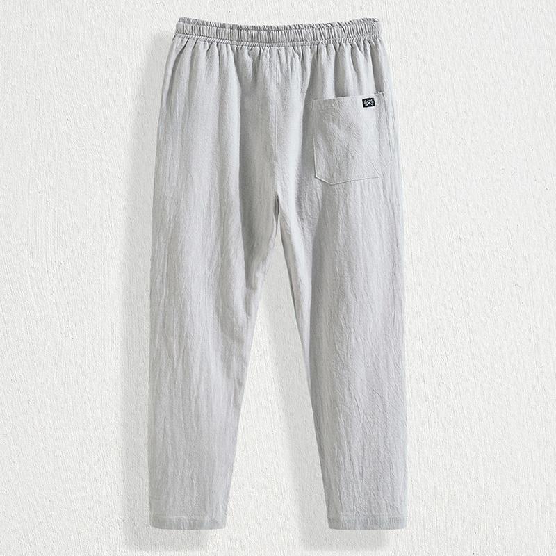 Linen Pants Mens Loose Cotton and Linen Trousers Thin Mens Casual Pants Summer Linen Pants Trendy Vintage Straight plus size Navy blue  - Image 3
