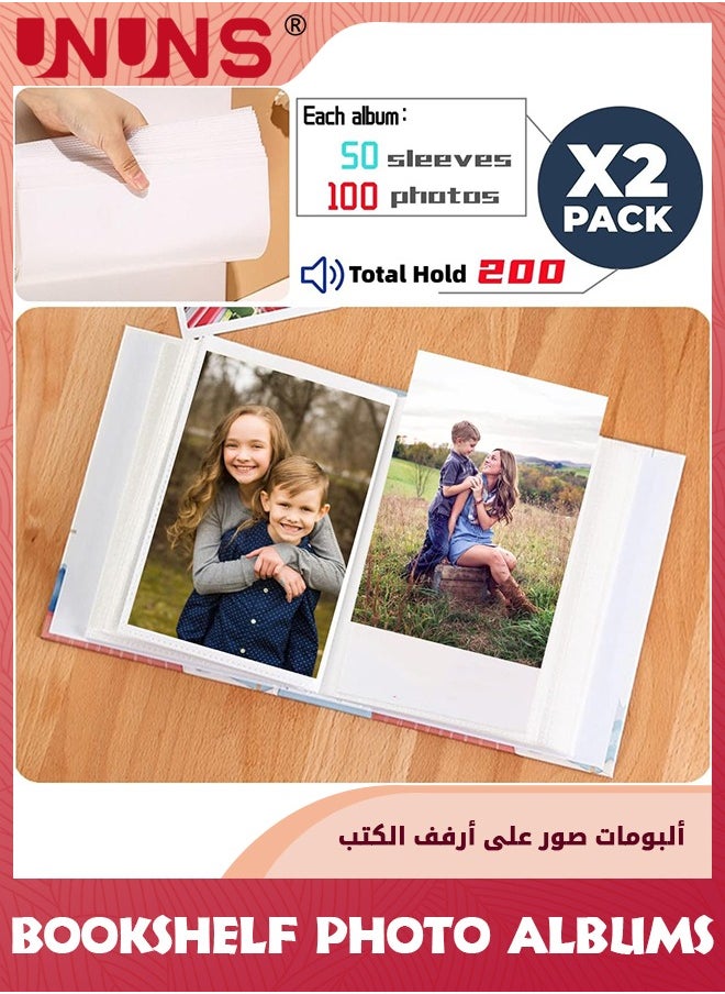 UNUNS Bookshelf Photo Albums,5x7 with 200 Pockets,Small Picture Album with Premium Leather Album Cover,Slip-in Mini Picture Book for Family Wedding Anniversary Baby Vacation Pictures  - Image 3