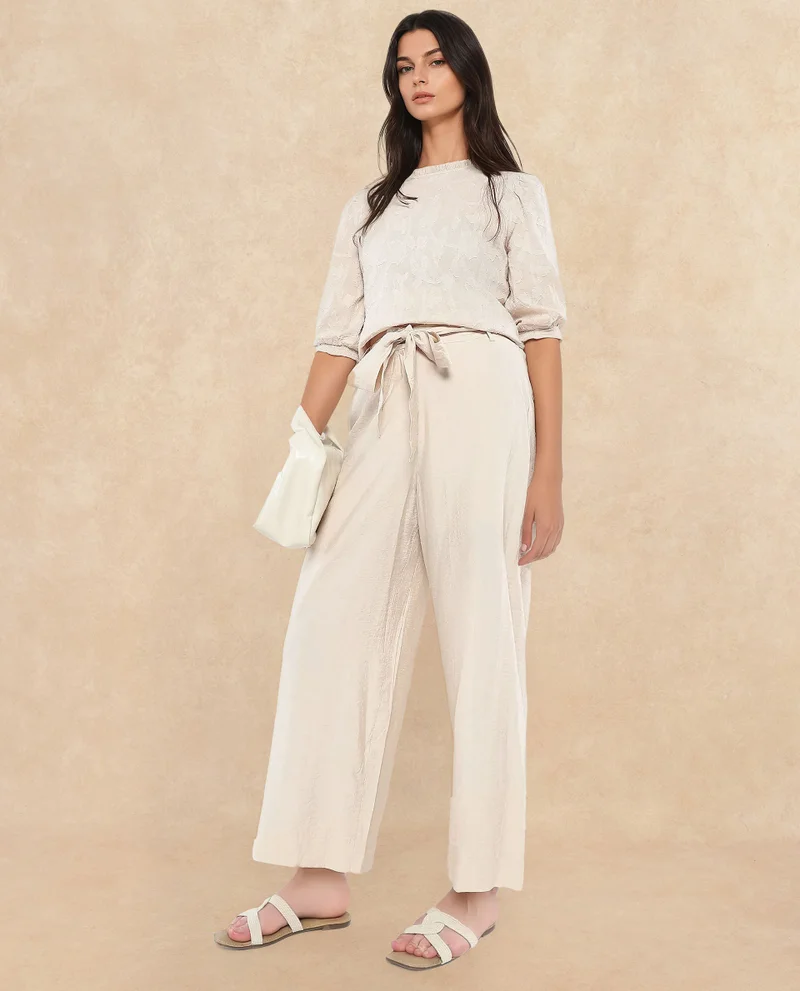 Rareism Women's Ankle Length Plain Trouser