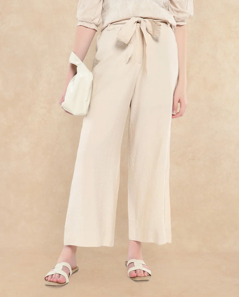 Rareism Women's Ankle Length Plain Trouser