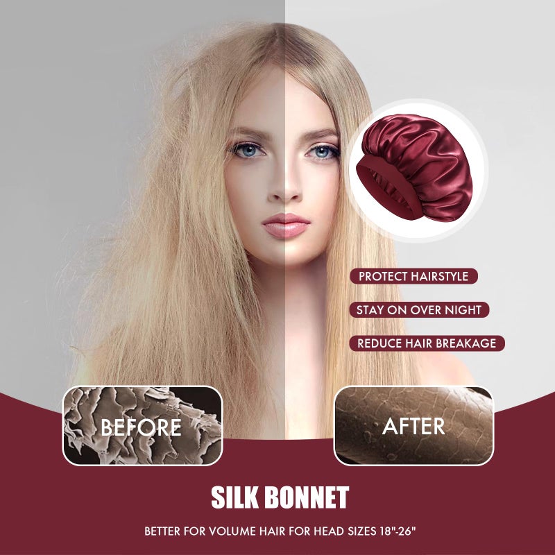 Doitory Satin Silk Bonnet for Sleeping, Double Layer Silk Sleep Cap for Men & Women, Soft Satin Lined Bonnet for Natural & Curly Hair(Red) - Image 5