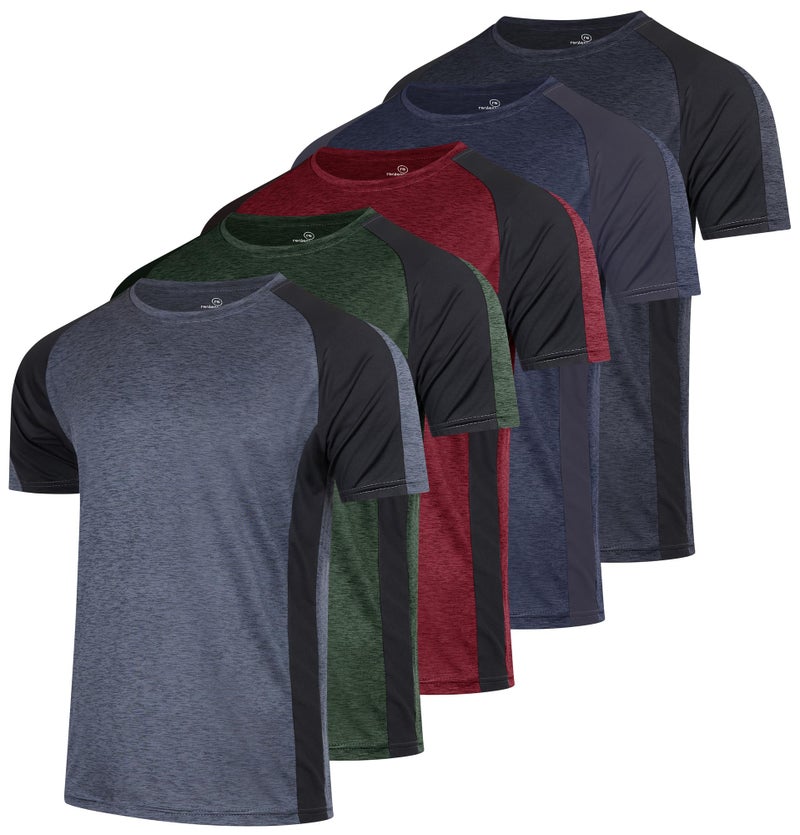 Real Essentials 5 Pack Youth DryFit Wicking Active Athletic Performance Short Sleeve TShirt Boys Girls ShirtsSet 9Large 1214