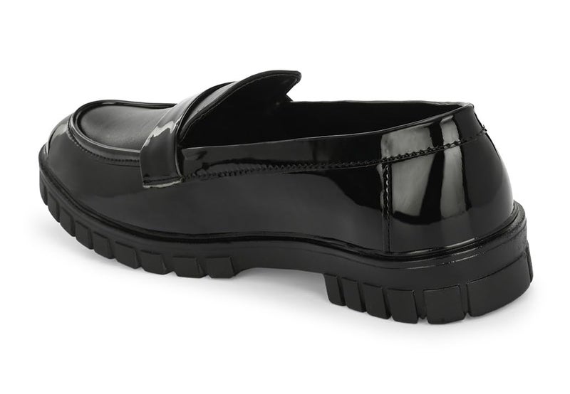 MACTREE Black Polyurethane Pu Chunky High Heel Loafers Shooes For Men - 09 Uk - Image 4