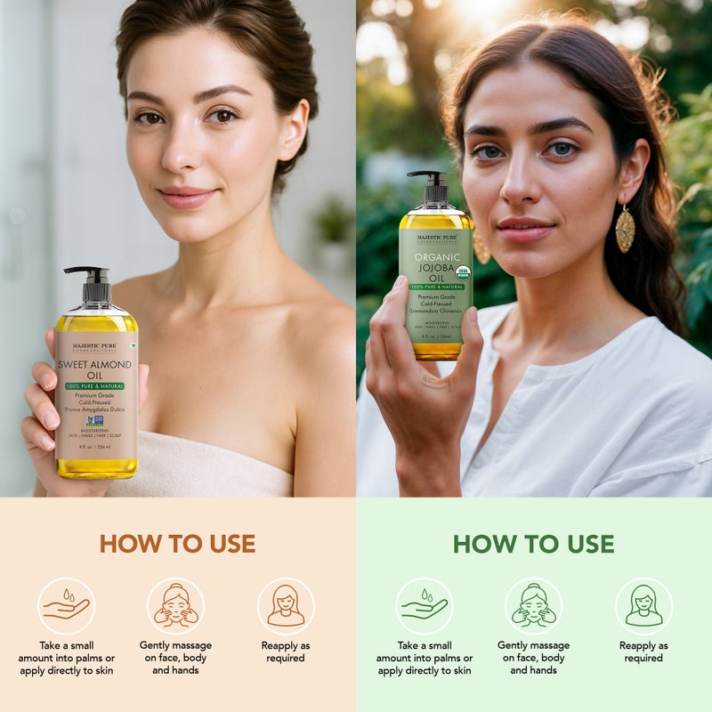 Majestic Pure Pack Of 2 ,MP Organic Almond And MP Org anic Jojoba Oil - Image 5