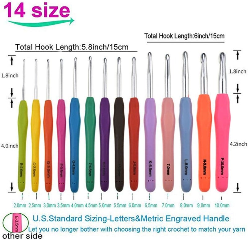 Volwco Smooth Knitting Needles Kit with Bag (Set of 14 Pieces, 2mm/B -10mm/N) - Image 2