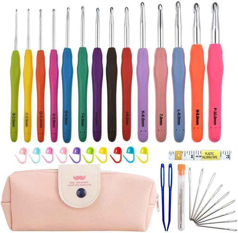 Volwco Smooth Knitting Needles Kit with Bag (Set of 14 Pieces, 2mm/B -10mm/N) - Image 1