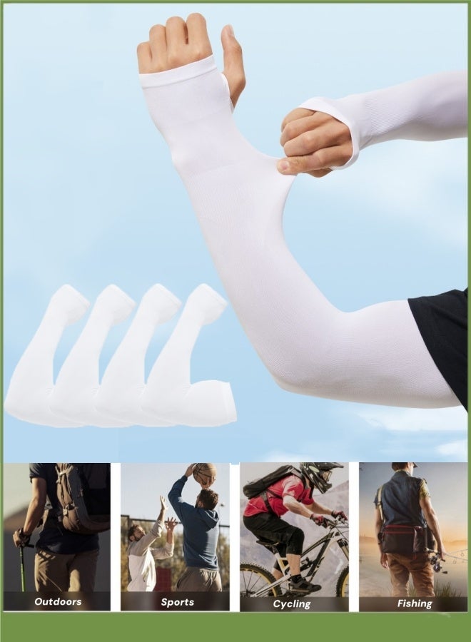 Generic 2-Pairs Arm Sleeves For Men,Cooling Arm Sleeves,Sun Protection Ice Sleeves,Cycling Arm Sleeves,Upf 50+ Arm Warmers,Uv Sun Protection Arm Cooling Sleeves,Ice Silk Outdoor Cycling Anti-Uv,Men's Driving Elastic Sleeves(White)  - Image 1