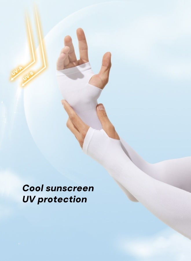 Generic 2-Pairs Arm Sleeves For Men,Cooling Arm Sleeves,Sun Protection Ice Sleeves,Cycling Arm Sleeves,Upf 50+ Arm Warmers,Uv Sun Protection Arm Cooling Sleeves,Ice Silk Outdoor Cycling Anti-Uv,Men's Driving Elastic Sleeves(White)  - Image 3