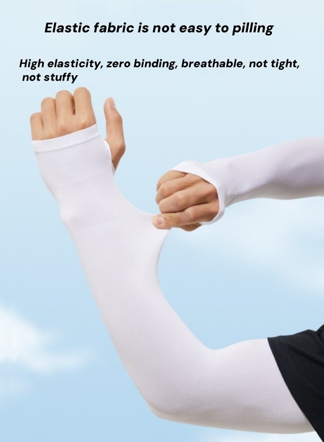 Generic 2-Pairs Arm Sleeves For Men,Cooling Arm Sleeves,Sun Protection Ice Sleeves,Cycling Arm Sleeves,Upf 50+ Arm Warmers,Uv Sun Protection Arm Cooling Sleeves,Ice Silk Outdoor Cycling Anti-Uv,Men's Driving Elastic Sleeves(White)  - Image 4