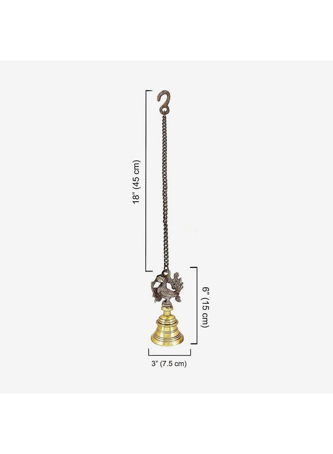Advanzo Vintage Brass Peacock Bell - Hanging Temple Style Traditional Brass Peacock Design Indian Peacock 1 Piece - Image 3