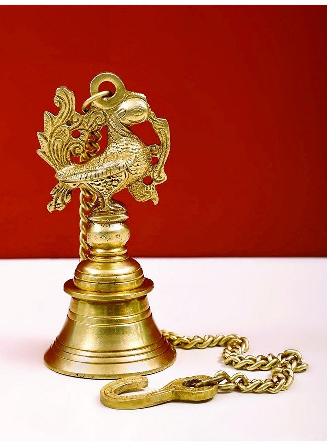 Advanzo Vintage Brass Peacock Bell - Hanging Temple Style Traditional Brass Peacock Design Indian Peacock 1 Piece - Image 1