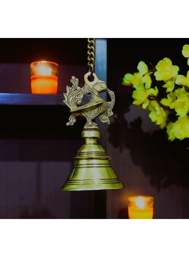 Advanzo Vintage Brass Peacock Bell - Hanging Temple Style Traditional Brass Peacock Design Indian Peacock 1 Piece - Image 2