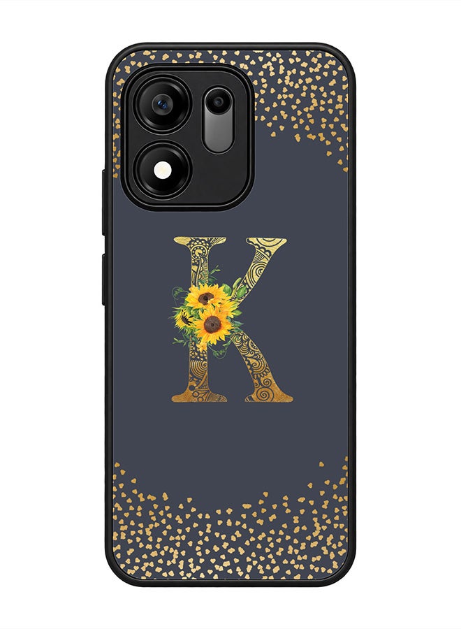 Stylizedd Rugged Case for Honor X7e Plus / 600 Smart- Slim Fit Hybrid Rubber Cover Sunflower Monogram - K (Grey) - Image 1