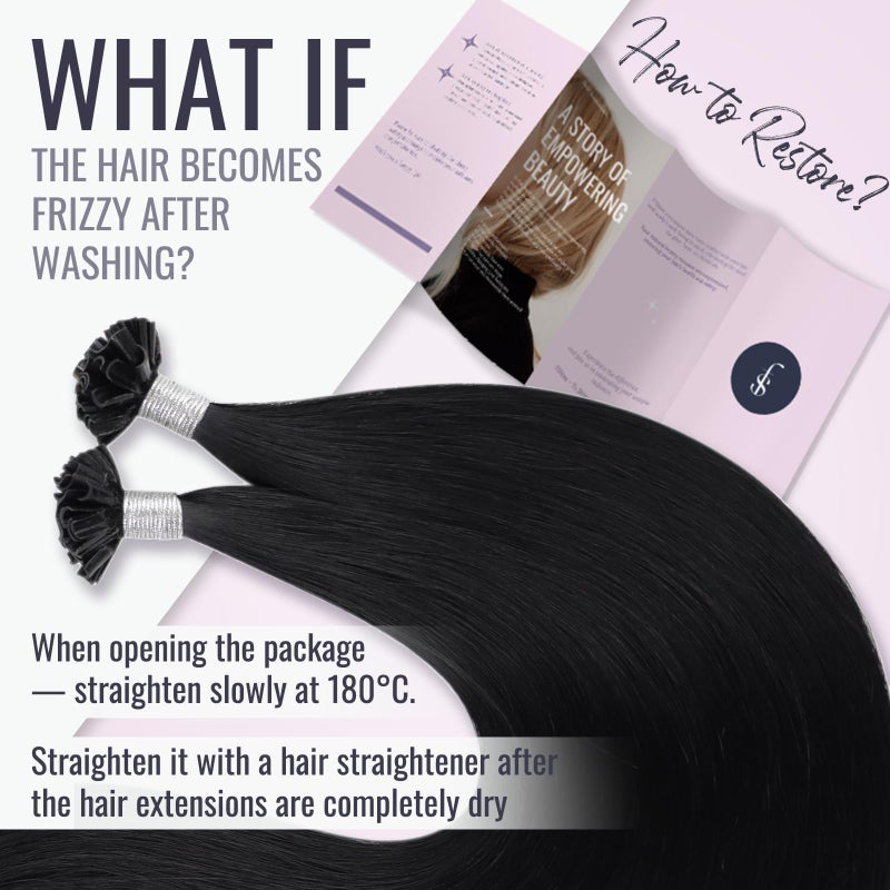 Fshine K Tip Hair Extensions 22 Inch Jet Black U Tip 50g/50s Keratin Bonding Human Hair Extensions Long Straight Remy Hair - Image 3