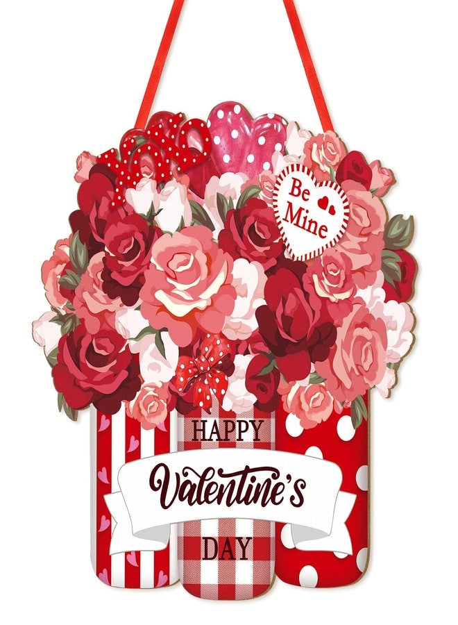 Sophena Wooden Valentines Day Door Wreath for Front Door Sign Mason Jars Wall Signs Valentine Decoration, Heart Sign Welcome Hanging Crafts for Home Farmhouse Wall Decor Party Outdoor indoor Supply - Image 1
