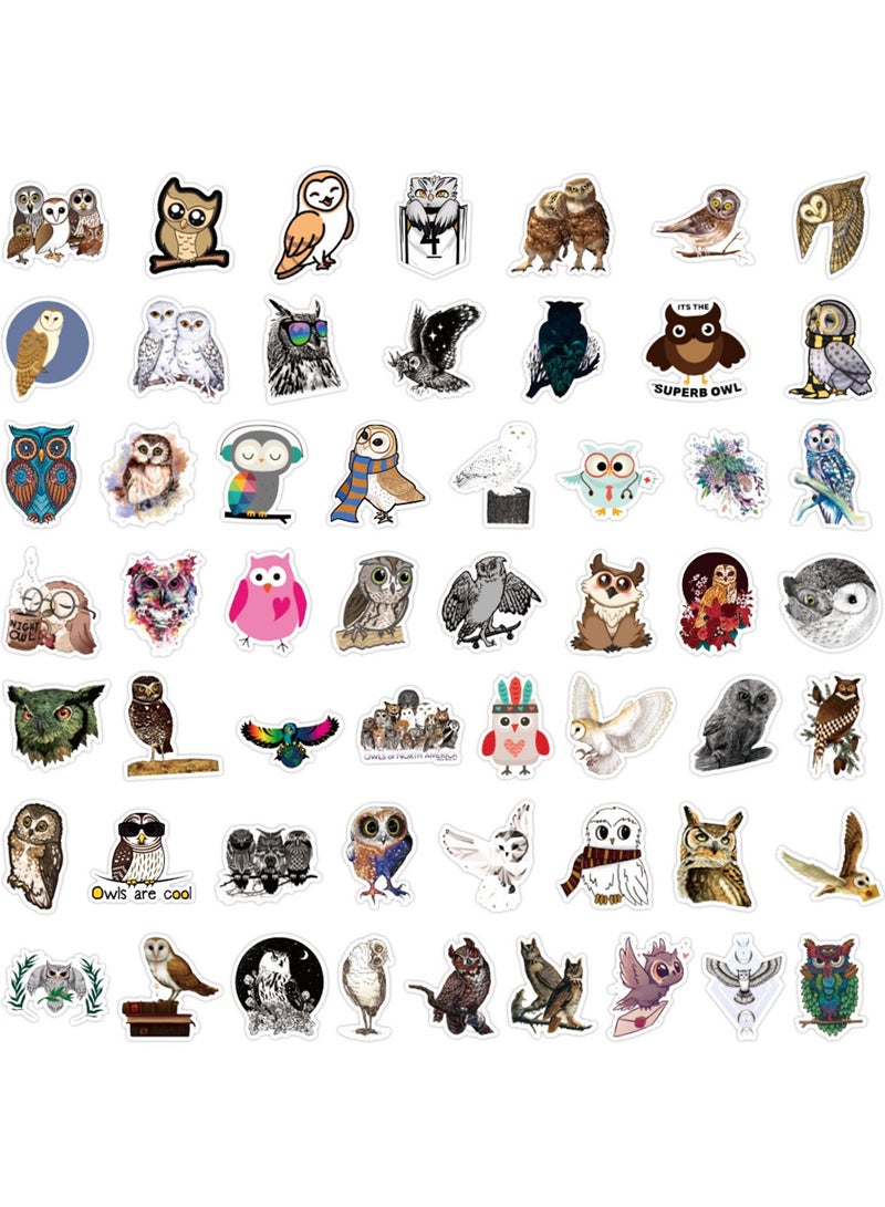 مجموعة من 50 قطعة من ملصقات البومة الكرتونية للأطفال والمراهقين، ملصقات فينيل مقاومة للماء على شكل طيور لطيفة لزجاجات المياه والدراجات والكمبيوتر المحمول والهاتف المحمول والدراجة والتزلج - Image 4