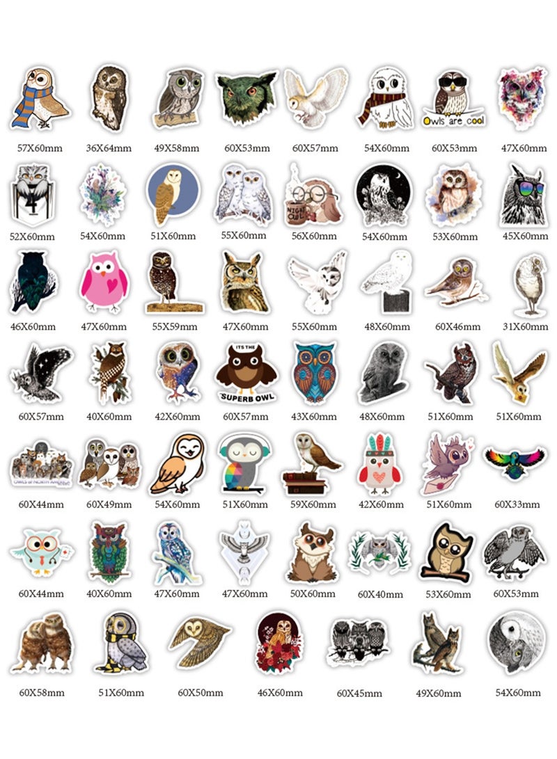 مجموعة من 50 قطعة من ملصقات البومة الكرتونية للأطفال والمراهقين، ملصقات فينيل مقاومة للماء على شكل طيور لطيفة لزجاجات المياه والدراجات والكمبيوتر المحمول والهاتف المحمول والدراجة والتزلج - Image 5