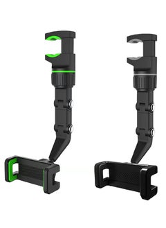 ELTRAZONE 2PCS Rearview Mirror Phone Holder, 360 Rotatable Car Phone Holder Mount, Universal 50mm-100mm Multifunctional Rear View Mirror Phone Holder Cell Phone Cradles for Car/Back Seat/Kitchen (Black Green)  - Image 1